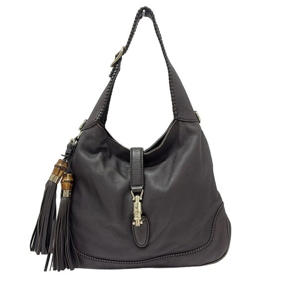 Auth GUCCI New Jackie 246907 Dark Brown Leather - Shoulder Bag - Picture 1 of 9